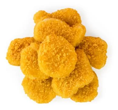 Bunch of chicken nuggets on a white. The view from the top. Stock Photos