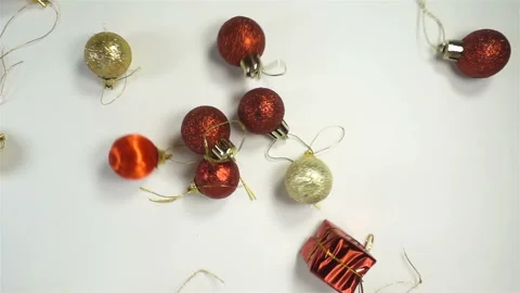 A bunch of christmas balls falling in slow motion Stock Footage 143426040