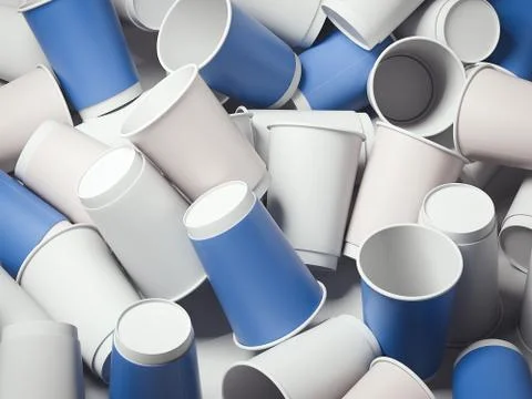 Bunch of coffee cups. 3d rendering Stock Illustration