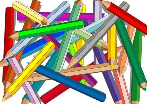 Bunch of colored pencils Stock Illustration