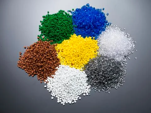 Bunch of colorful plastic pellets Stock Photos
