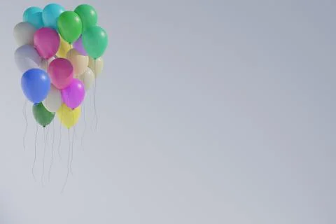 Bunch of colorfull balloons 3d rendering front view Stock Illustration