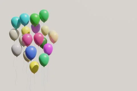 Bunch of colorfull balloons 3d rendering front view Stock Illustration