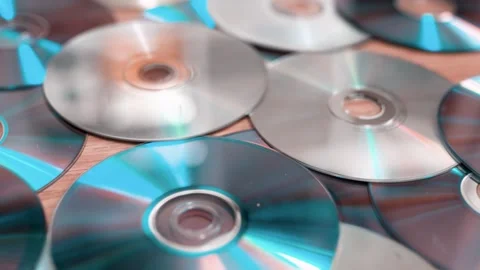 A bunch of compact discs. Stock Footage 316784180