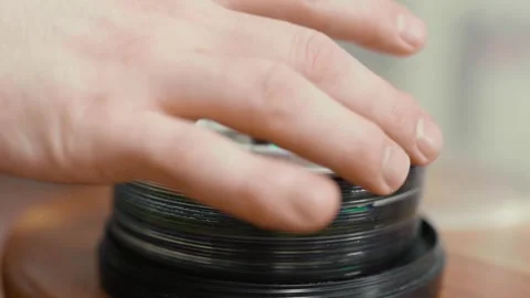 A bunch of compact discs. Stock Footage 316784220