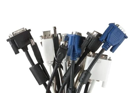 Bunch of computer cables with sockets Stock Photos