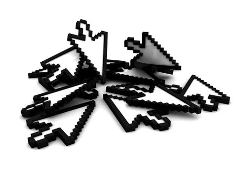 Bunch of computer cursors on a white background Stock Illustration