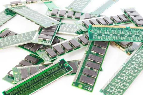 Bunch of computer memory modules Stock Photos