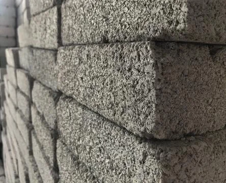 Bunch of concrete sand bricks. Selective focus 스톡 사진