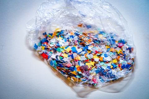 Bunch of confetti in plastic bag Stock Photos