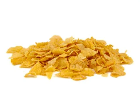 Bunch of corn flake cereals on a white background Stock Photos