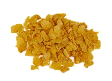 Bunch of corn flake cereals on a white background Stock Photos