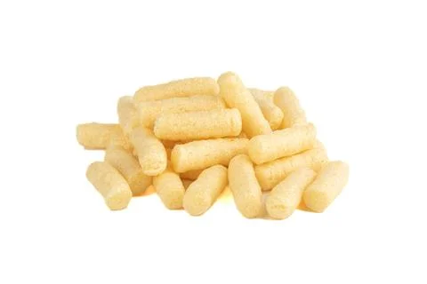 A bunch of corn sticks on a white background. Stock Photos