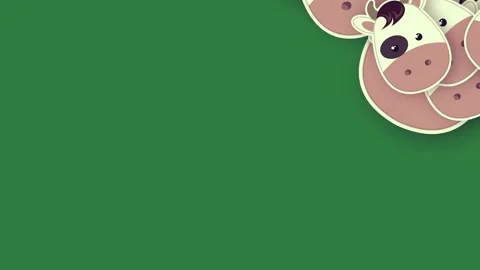 Bunch of cows on large group pink brown pigs noses sheeps cartoon cow it pig Stock-Footage 336890069