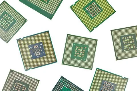 Bunch of CPU, central processor units, isolated background 库存照片