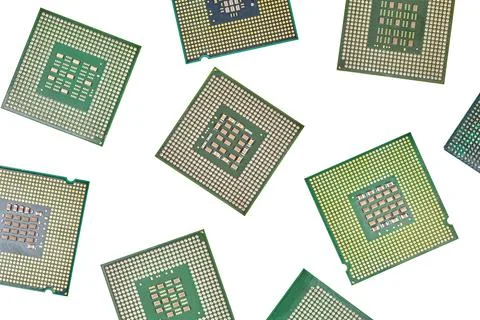 Bunch of CPU, central processor units, isolated background 库存照片