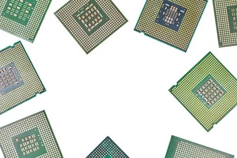 Bunch of CPU, central processor units, isolated background 库存照片