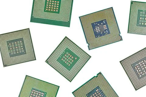 Bunch of CPU, central processor units, isolated background 库存照片