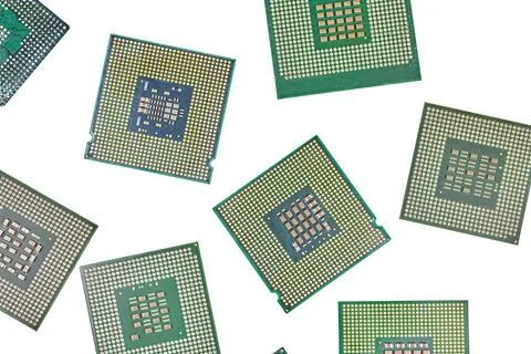 Bunch of CPU, central processor units, isolated background 写真素材