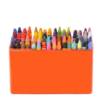 A bunch of crayons in a box Stock Photos