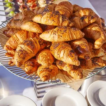 The bunch of croissants 스톡 사진