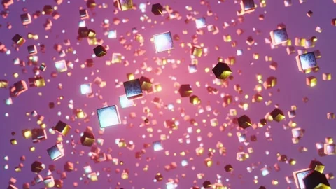 Bunch of cubes floating in the air with pink background. Infinitely looped .. Stock Footage 251525351