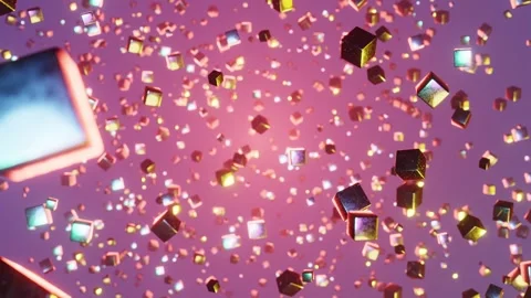 Bunch of cubes floating in the air with pink background. Infinitely looped anima Stock Footage 251526709