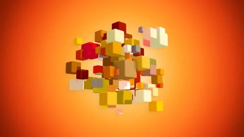 A Bunch Of Cubes On A Orange Background 스톡 동영상 329544764