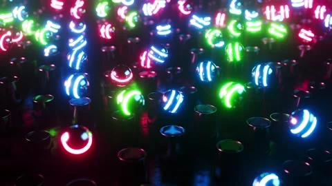 Bunch of cups that are lit up with lights. Infinitely looped animation Stock Footage 257572124