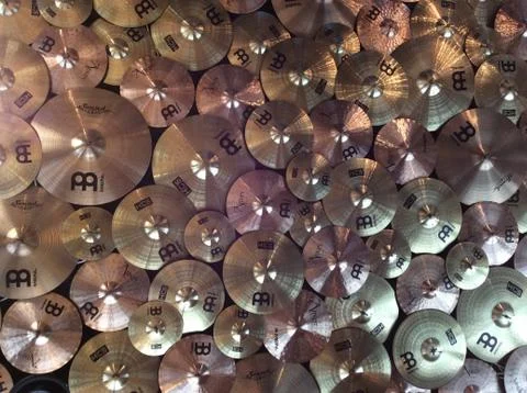 Bunch of cymbals Stock Photos