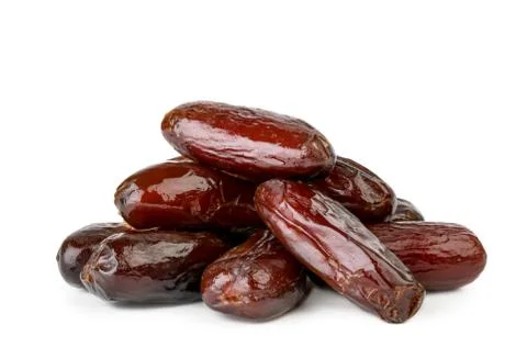 Bunch of dates close up on a white. Isolated. Stock Photos
