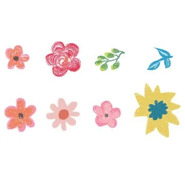 A bunch of different colored hand drawn motifs Stock Illustration