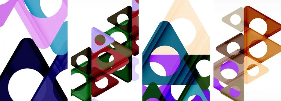 A bunch of different colored triangles with holes in them Stock Illustration