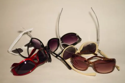 Bunch of different sunglasses Stock Photos