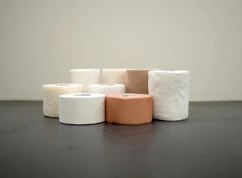 A bunch of different types of athletic tape Stock Photos