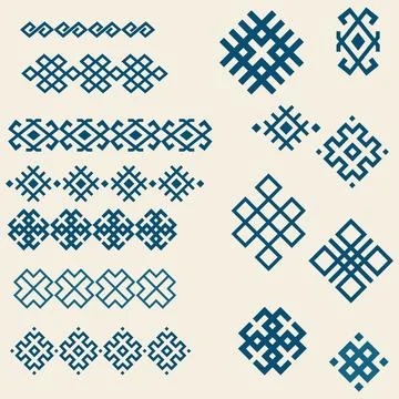 A bunch of different types of cross stitch designs Stock Illustration