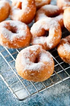Bunch Of Donuts On A Cooling Tray Stock Photos