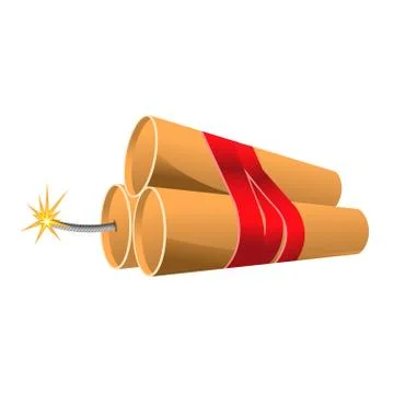 Bunch of dynamite - explosive bomb with burning fuse Stock Illustration