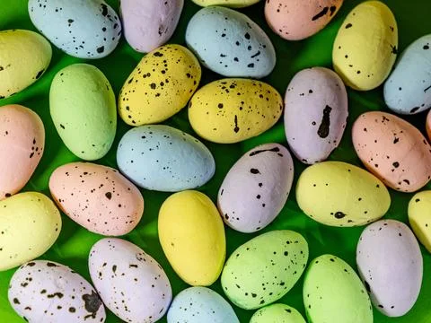 A bunch of Easter eggs in various colors Stock Photos