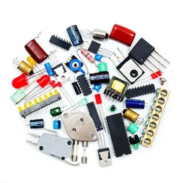 Bunch of electronic components Stock Photos