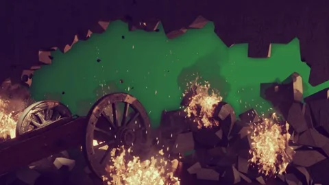 A bunch of fire burning through hole in wall and green piece paper with coming Vídeo Stock 335696381