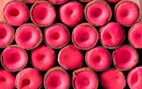 A bunch of firecrackers with red sulfur. Set of pyrotechnics, explosion hazard Stock Photos