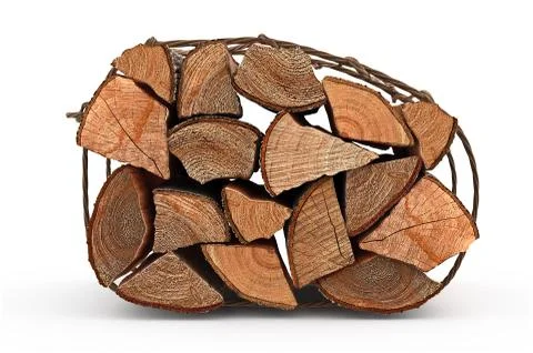 Bunch firewood stack chopped, side view Illustrazione stock