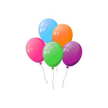 Bunch of flat helium balloons. Illustrazione stock
