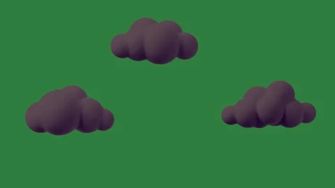 Bunch of flowers and black three clouds on it isolated isolated on green Video stock 336890138