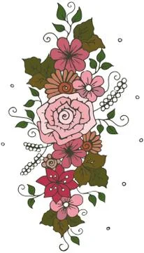 Bunch of flowers and rose vector image Stock Illustration