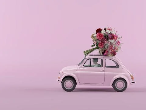 Bunch of flowers is coming. 3d rendering Stock Illustration