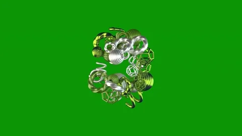 Bunch flowers green screen background metal objects animated chromakey Video stock 314067887
