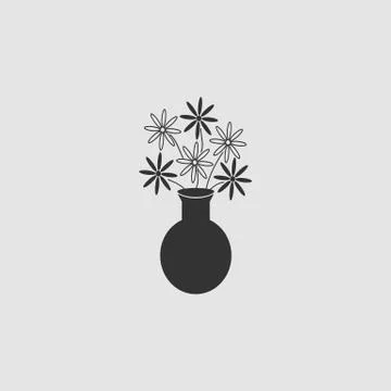 Bunch of Flowers icon flat. Stock Illustration
