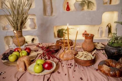 A bunch of food on a table Stock Photos